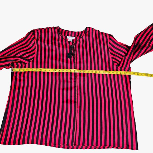 Vintage Boho Red Black Striped Blouse Womans Sz 24W Retro Y2K - Picture 9 of 11